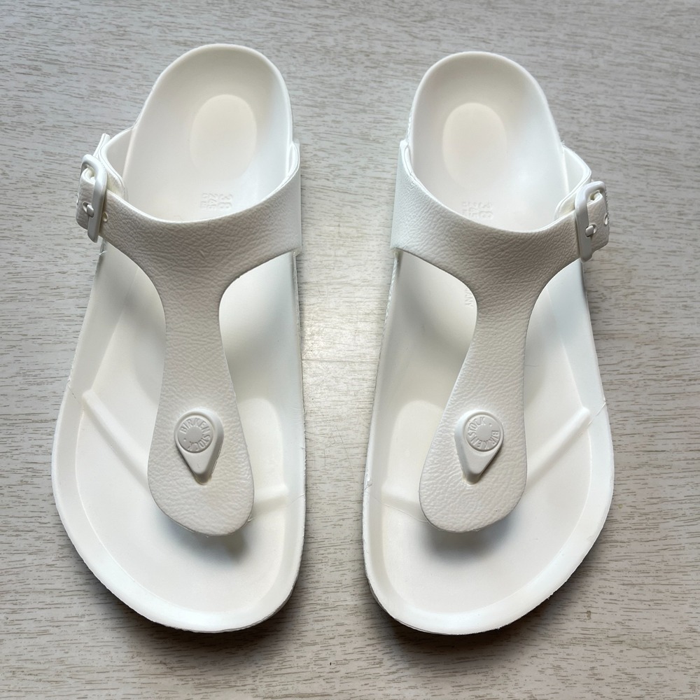 Birkenstock Gizeh EVA Thong Sandals Womens US Size 7 White Comfort Buckle Strap